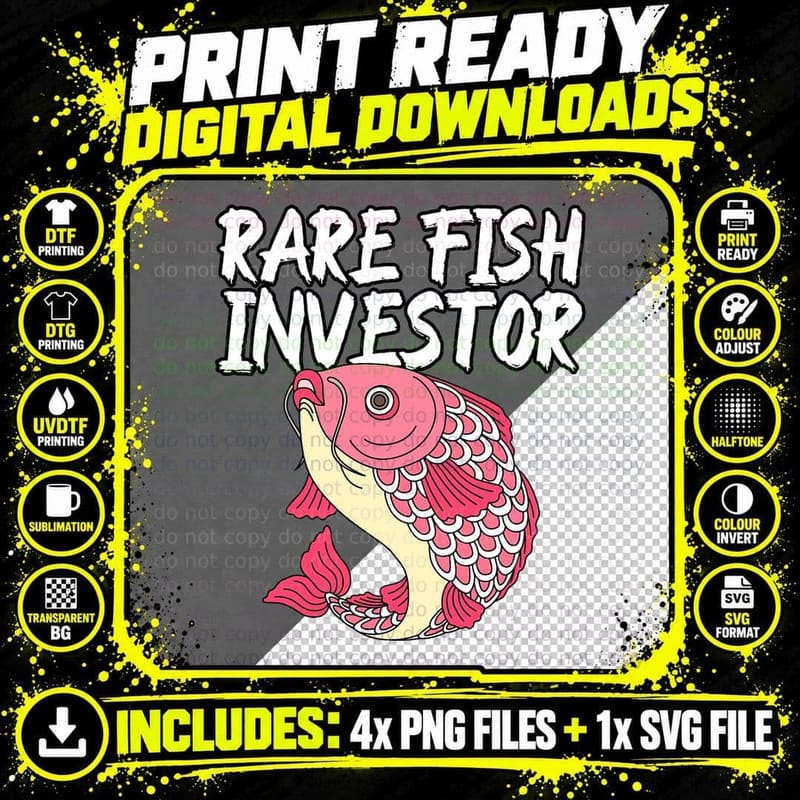 Rare Fish Investor Sigma Grindset Dank Meme Viral Quote Png SVG Digital Bundle