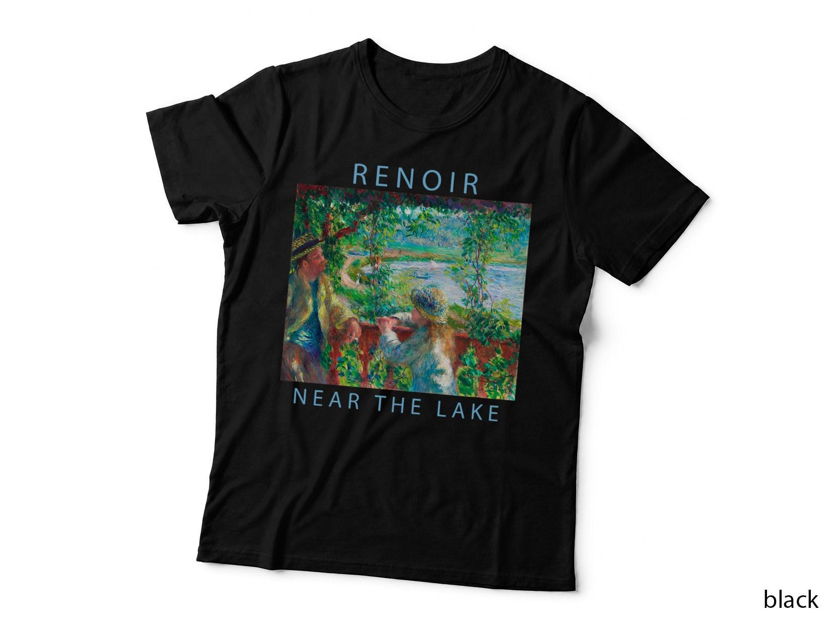 Renoir Funny T-Shirt, Impressionism, Masterpiece Art, Lake Side Painting, Men's