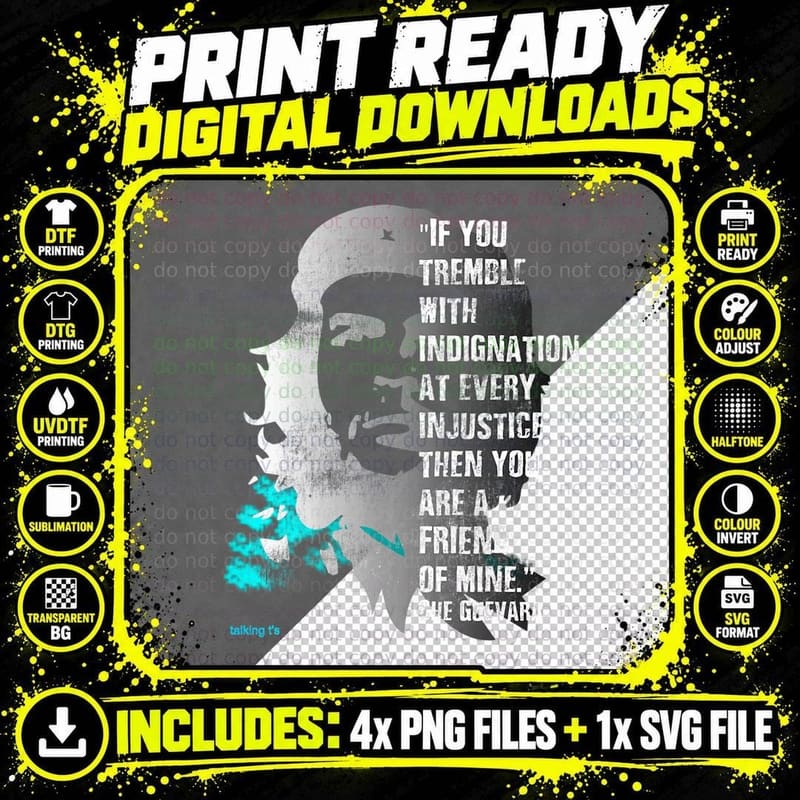 Retro Che Guevara Admirer Revolutionary Quote Meme Png SVG Digital Bundle