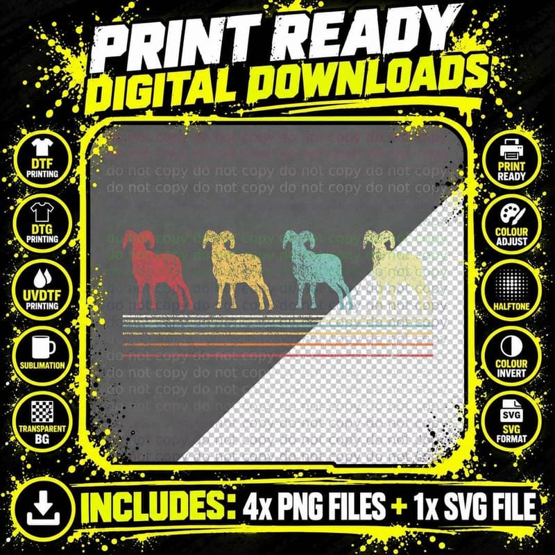 Retro Goat Lover Funny Goat Vintage T-Shirt Png SVG Digital Bundle