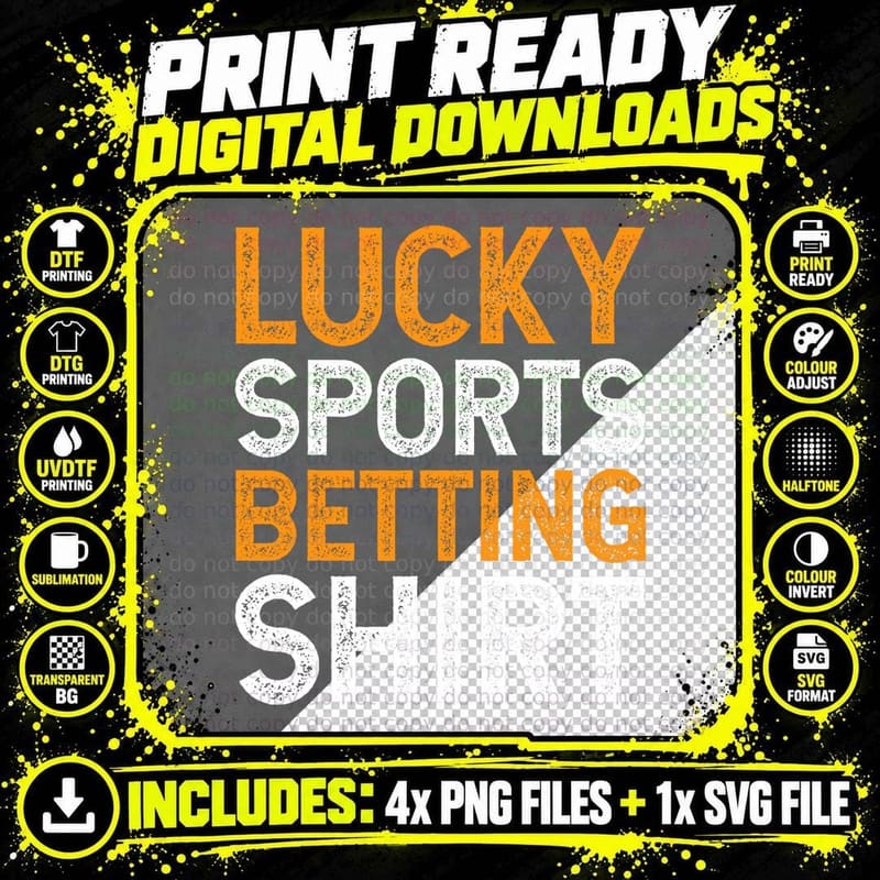 Retro Lucky Sports Betting Funny Gambling Gambler T-Shirt Png SVG Digital Bundle