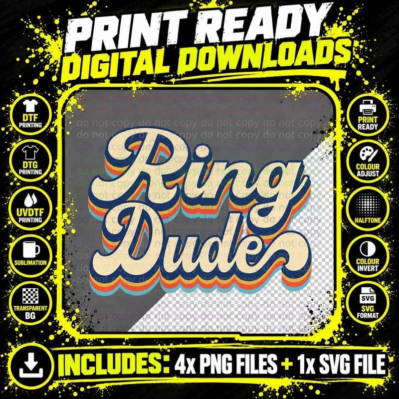 Retro Ring Dude Funny Bridal Shower for Ring Wedding Png SVG Digital Bundle