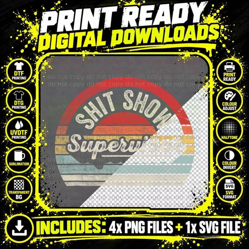 Retro Shit Show Supervisor Hilarious Vintage Funny Png SVG Digital Bundle