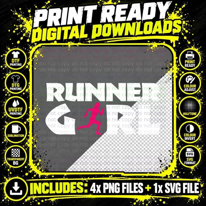 Runner Girl Funny Marathon Runner Running T-Shirt Png SVG Digital Bundle