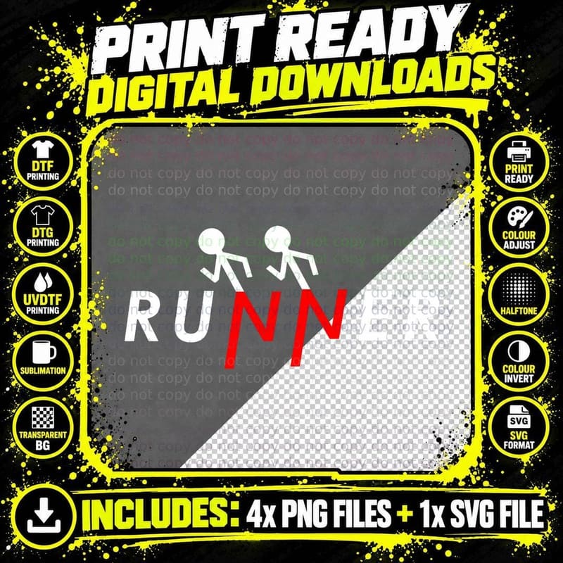 Runner Stick Figure Run Running Funny 5k Runners Png SVG Digital Bundle