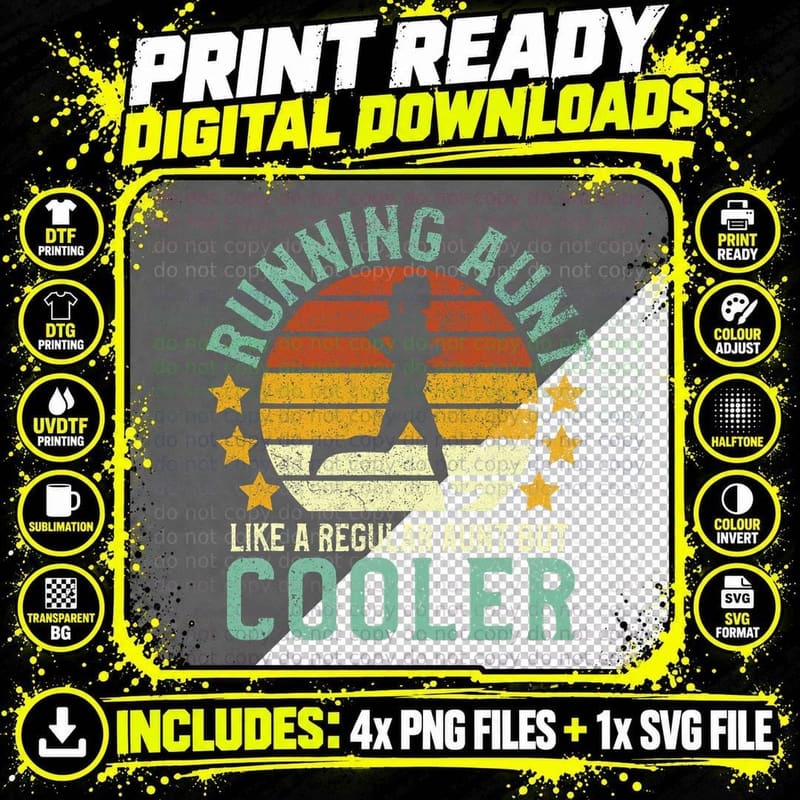 Running Aunt Funny Female 5k Marathon Runner Gift Run Png SVG Digital Bundle