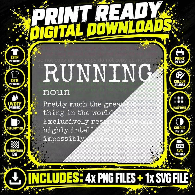 Running Definition Funny Run Marathon Runner T-Shirt Png SVG Digital Bundle
