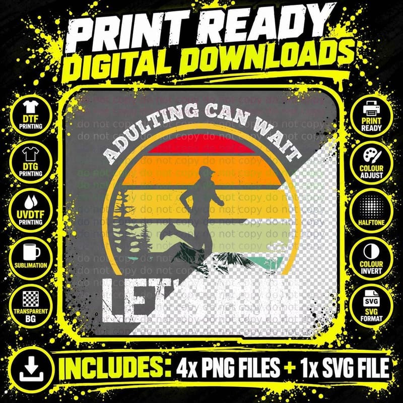 Running Shirt Funny Adulting Can Wait Runner Marathon Png SVG Digital Bundle