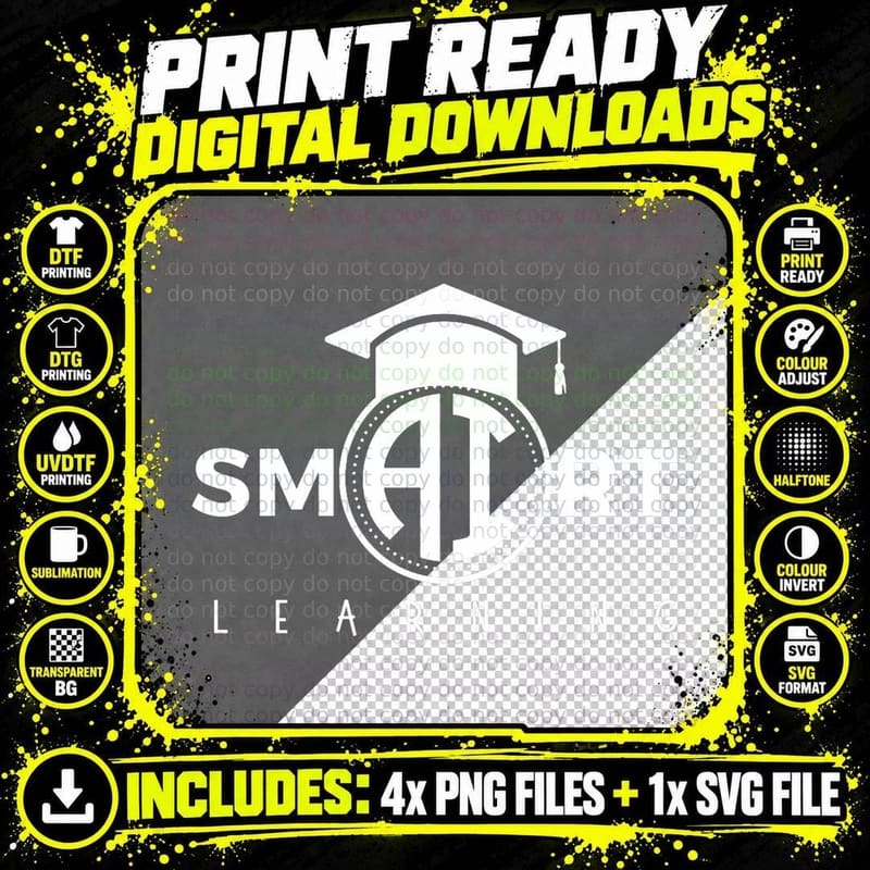SMART Learning - Funny AI & Tech-Inspired Design T-Shirt Png SVG Digital Bundle