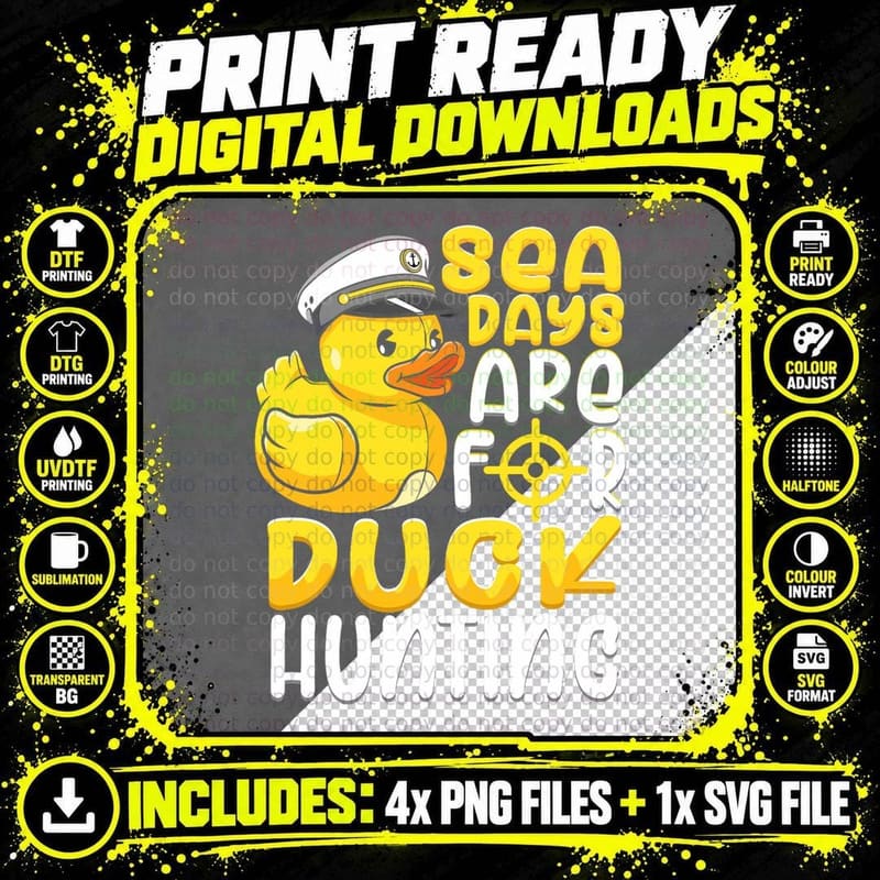 Sea Days Are for Duck Hunting Funny Cruise Duck Lover Png SVG Digital Bundle