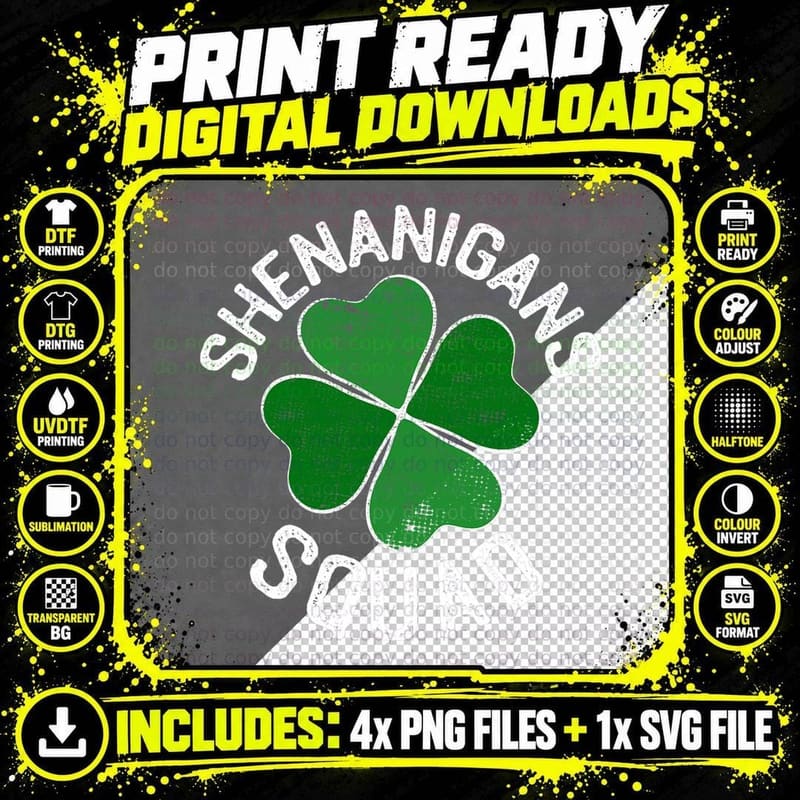 Shenanigan Squad Funny St Patricks Day Group Family Png SVG Digital Bundle