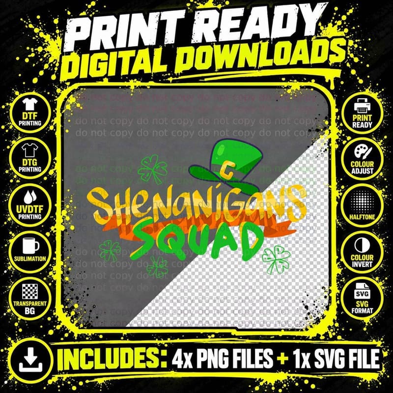 Shenanigans Squad Funny St. Patricks Day Matching Group Png SVG Digital Bundle