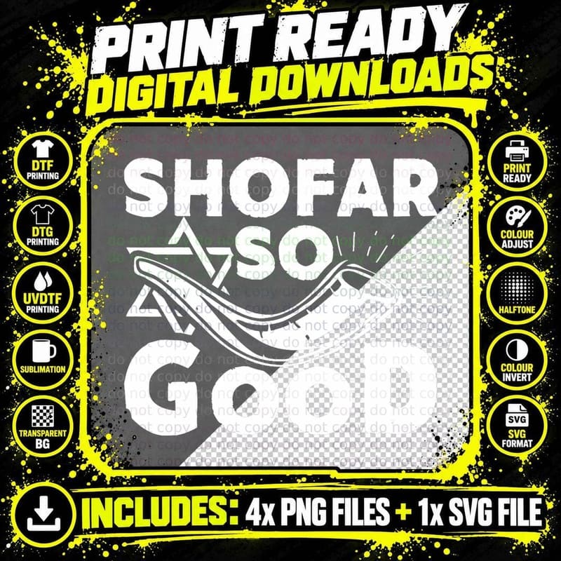 Shofar So Good Funny Rosh Hashanah Jewish Holiday Gift Png SVG Digital Bundle
