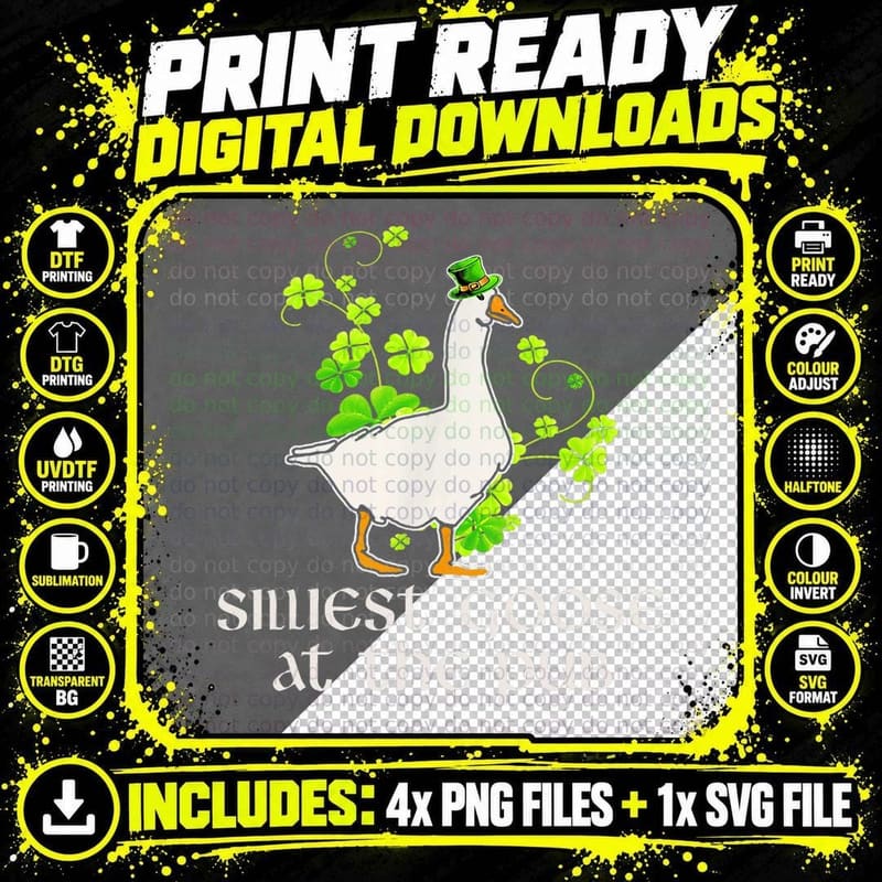 Silliest Goose at the Pub Funny St Patricks Day Men Png SVG Digital Bundle