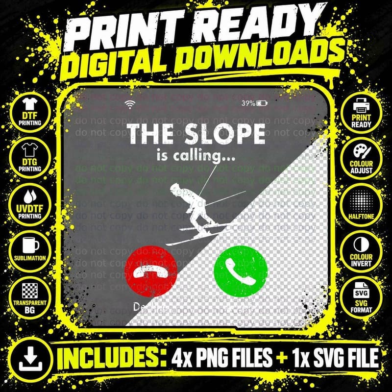 Slope Is Calling Ski Skiing Skier Funny Saying Gift Png SVG Digital Bundle