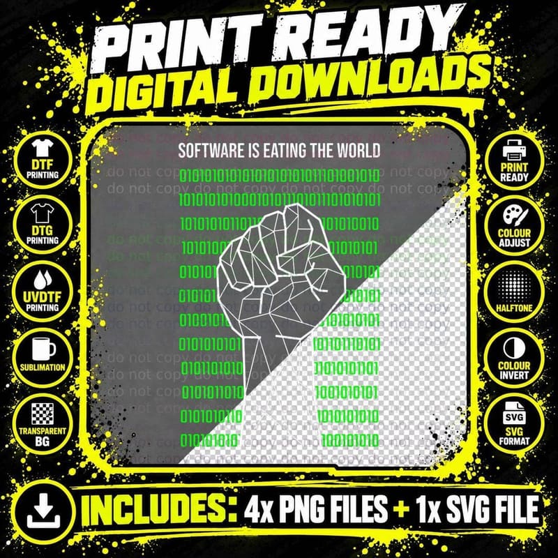 Software Is Eating the World - Funny Programmer Coding Png SVG Digital Bundle