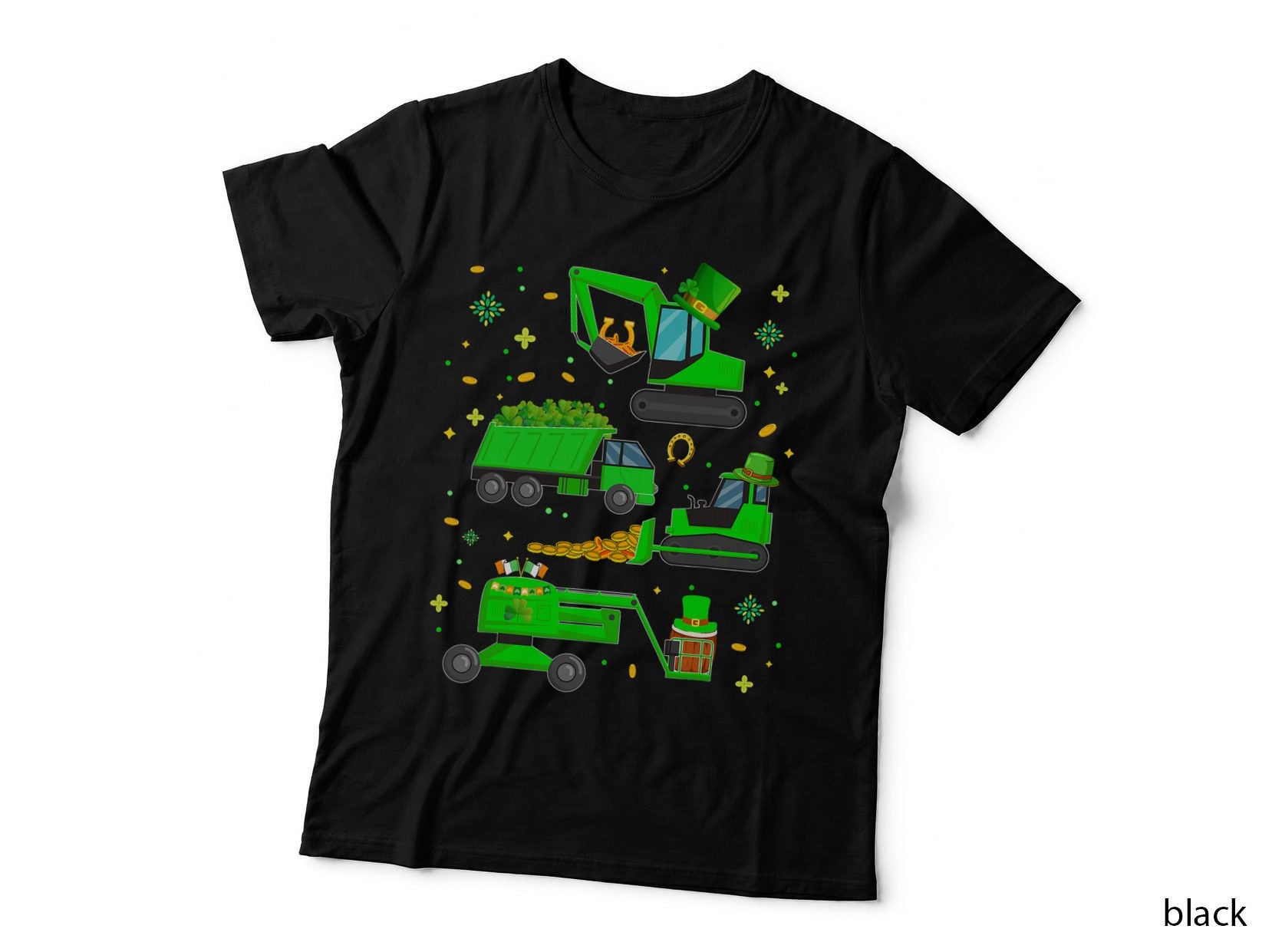 St Patricks Day Construction Trucks Funny Boys Kids Toddler T-Shirt