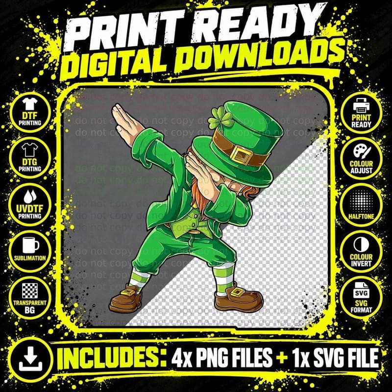 St Patricks Day Dabbing Leprechaun Boys Men Funny Dab Png SVG Digital Bundle