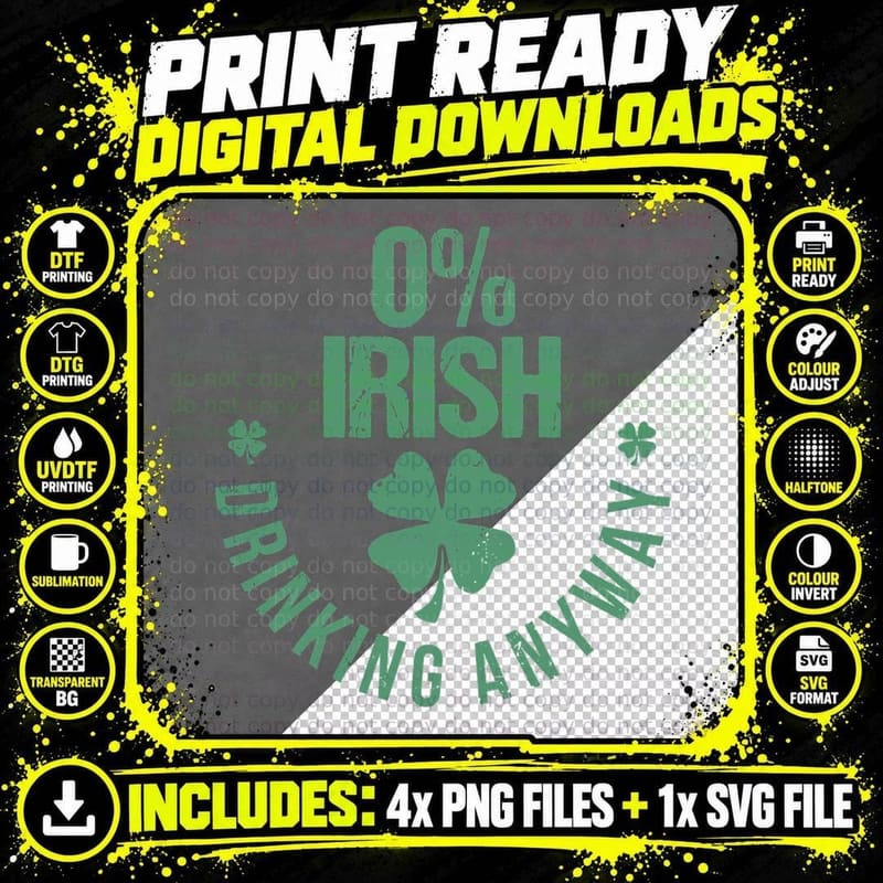 St Patricks Day Funny Irish Pub Shamrock Quote T-Shirt Png SVG Digital Bundle