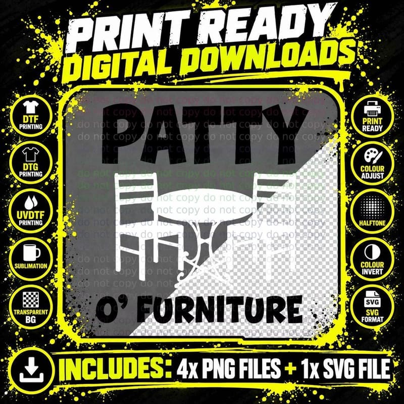 St Patricks Day Funny Patty O Furniture Lucky Irish Gift Png SVG Digital Bundle