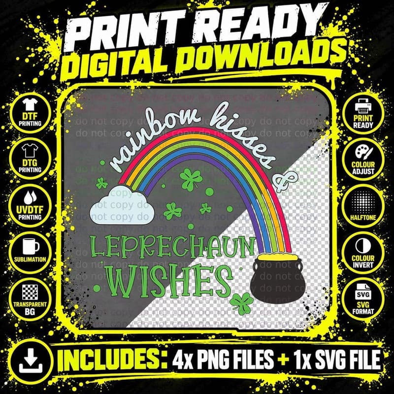 St Patricks Day Rainbow Funny Women Kids Girl T-Shirt Png SVG Digital Bundle