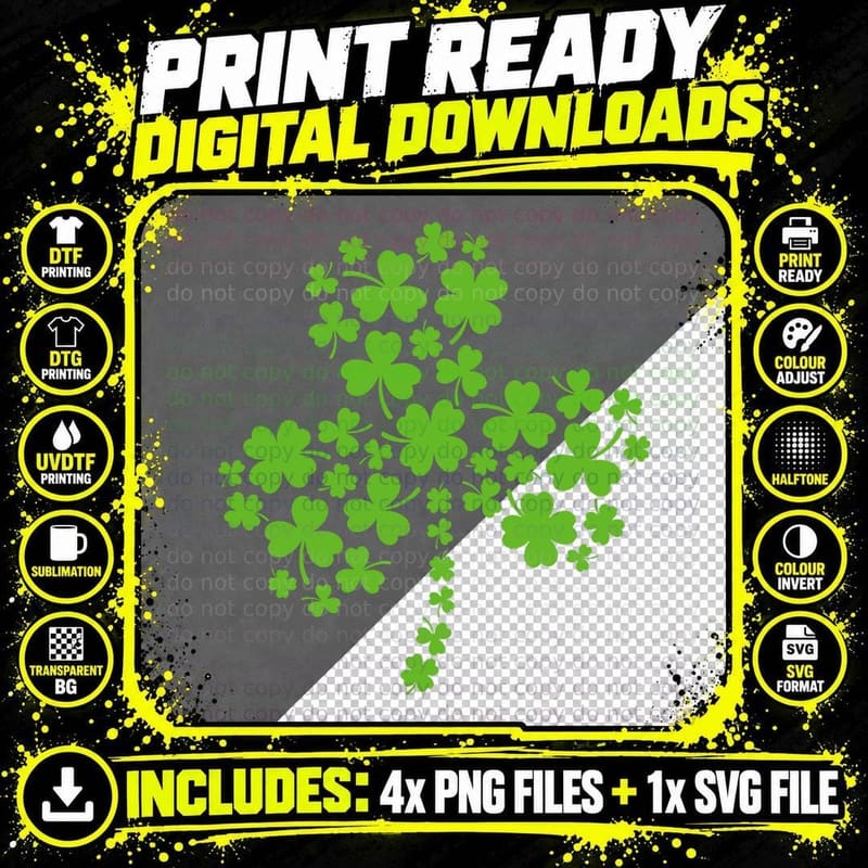 St Patricks Day Shamrock Funny Cute Shamrock St Patricks Png SVG Digital Bundle
