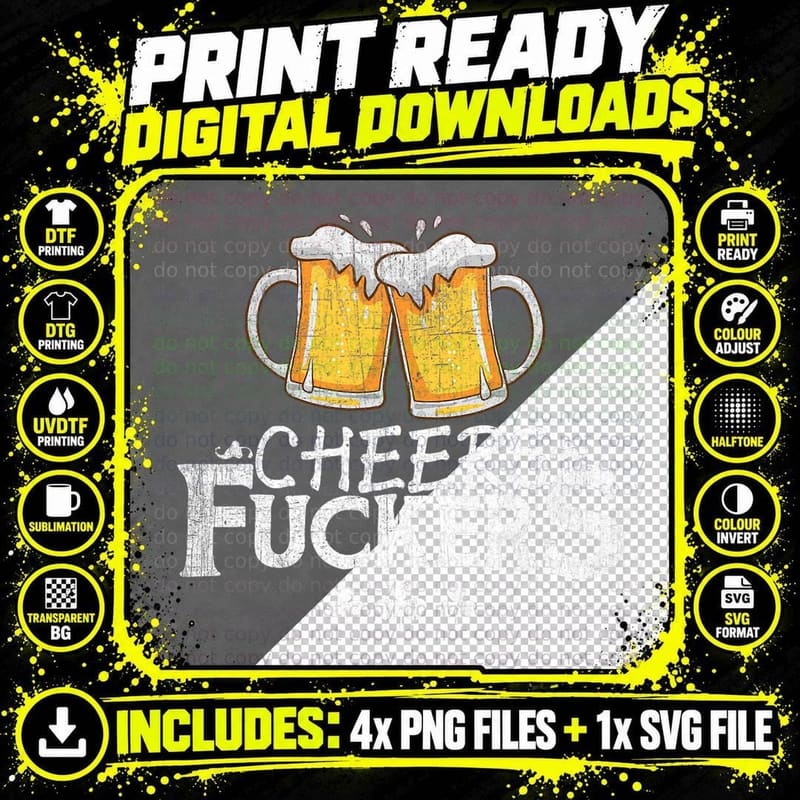 St Patricks Day Shirt - Cheers Fuckers - Funny Drinking Png SVG Digital Bundle