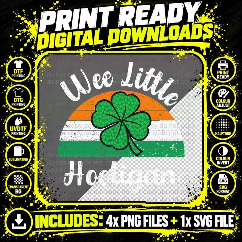 St Patricks Day Shirt Wee Little Hooligan Boy Kids Funny Png SVG Digital Bundle