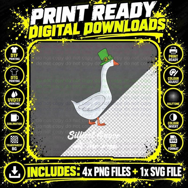 St Patricks Day Silliest Goose at the Pub Men Women Png SVG Digital Bundle