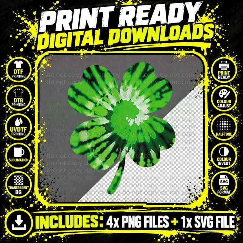 St Patricks Day Tie Dye Funny Cute Shamrock St Patrick's Png SVG Digital Bundle
