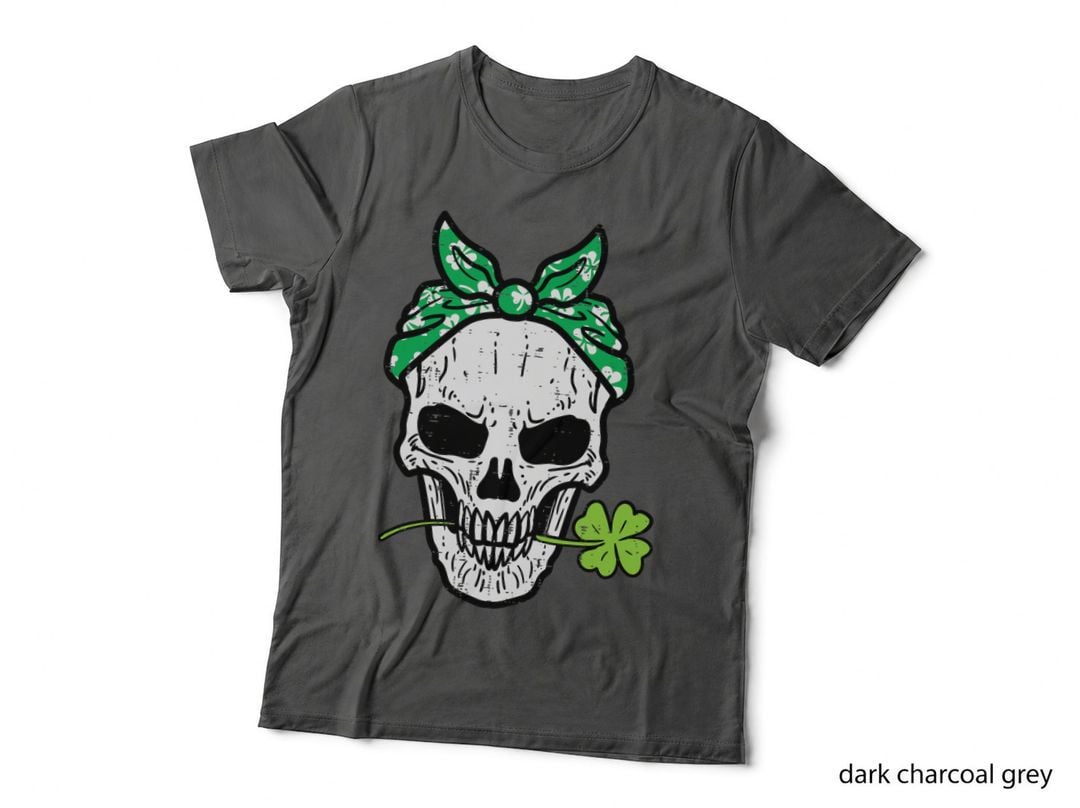 St Patricks Irish Skull Shamrock Funny Pattys Day Women T-Shirt