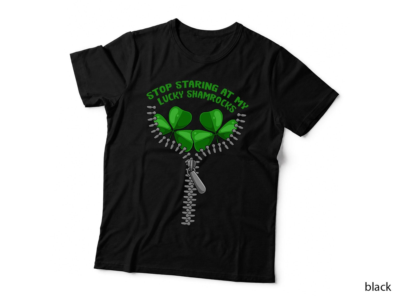Stop Staring Shamrock St Patricks Day Clover Pun Humor T-Shirt