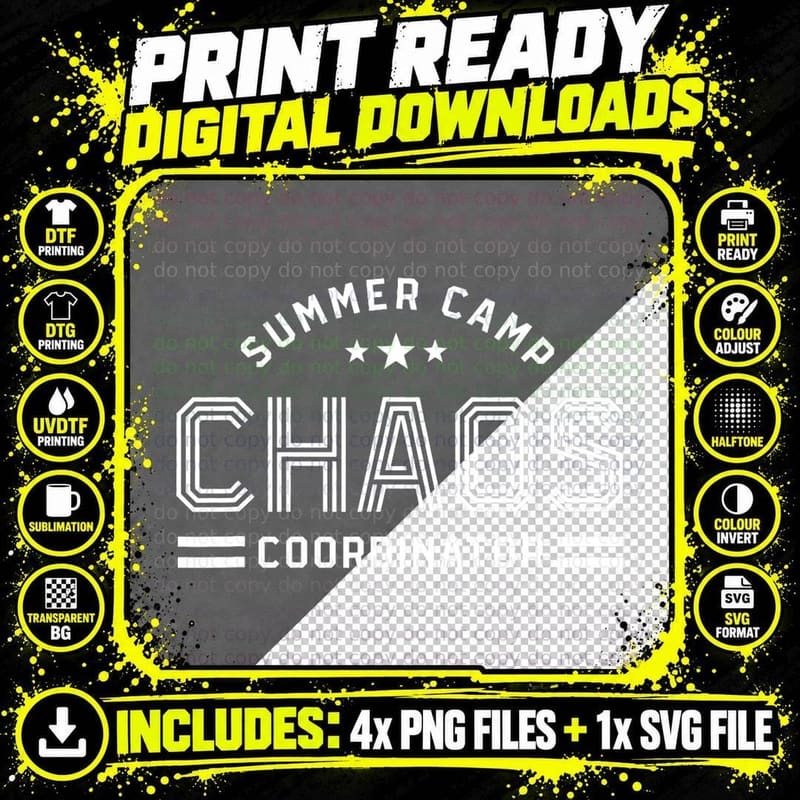 Summer Camp Chaos Coordinator.. Funny Summer Camp Png SVG Digital Bundle