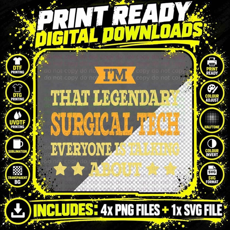 Surgical Tech Job Title Employee Funny Worker Surgical Png SVG Digital Bundle