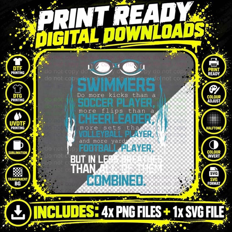 Swimming Facts Funny Water Sports for Swimmer Team Coach Png SVG Digital Bundle