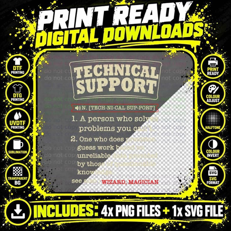 Tech Support Definition Shirt-Funny Computer Nerd Gift Png SVG Digital Bundle