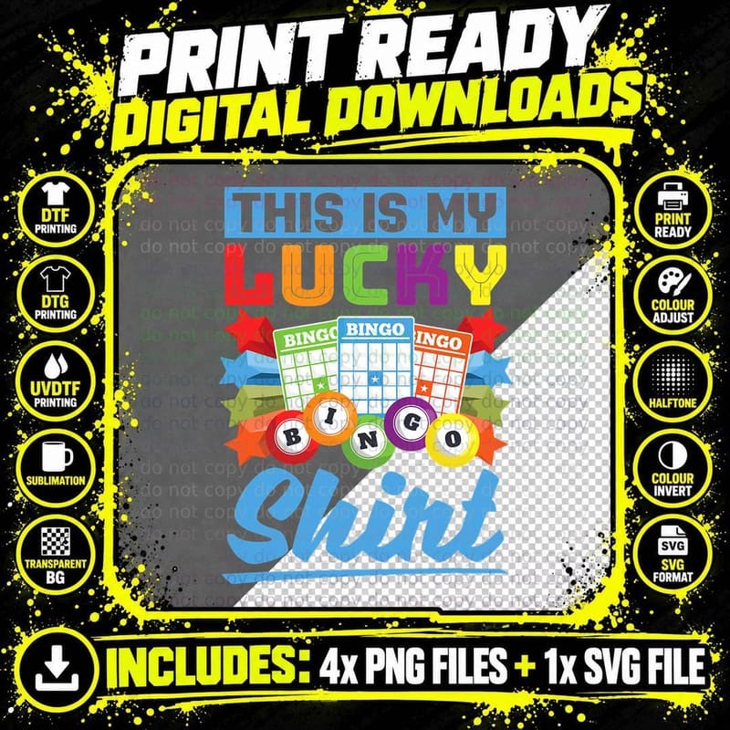 This Is My Lucky Bingo Shirt Bingo Player Funny Bingo Png SVG Digital Bundle