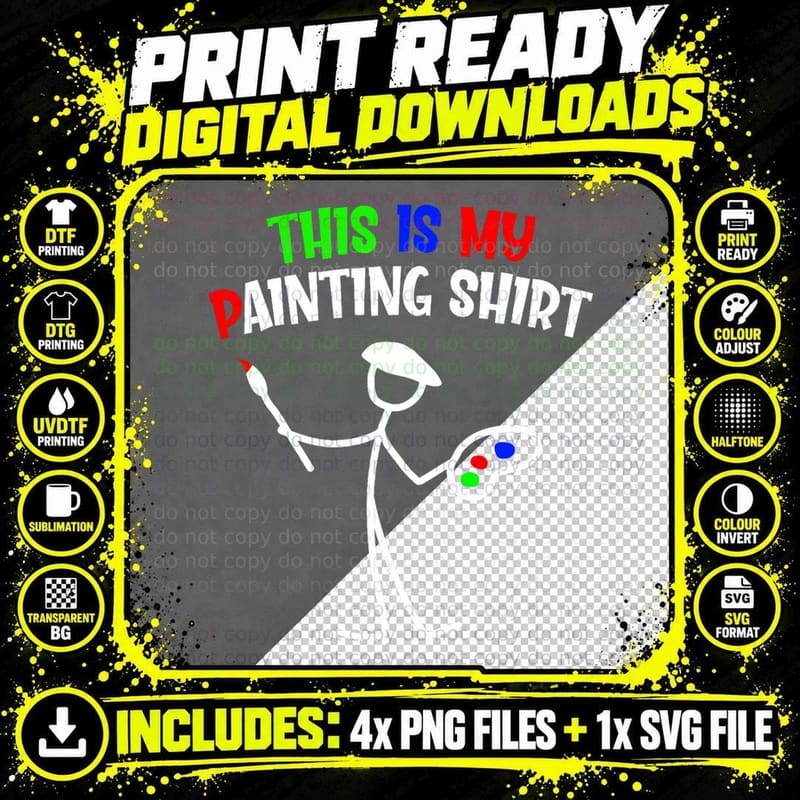 This Is My Painting Shirt Funny Painters Stickman Png SVG Digital Bundle