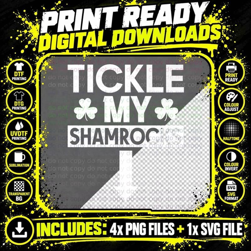 Tickle My Shamrocks St Patricks Day Irish Adult Humor Png SVG Digital Bundle