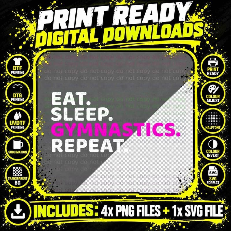 Top Funny Boysgirl Eat Sleep Gymnastics Repeat Gift Png SVG Digital Bundle