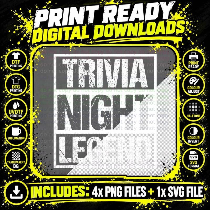Trivia Night Legend - Funny Quote Quiz Game T-Shirt Png SVG Digital Bundle