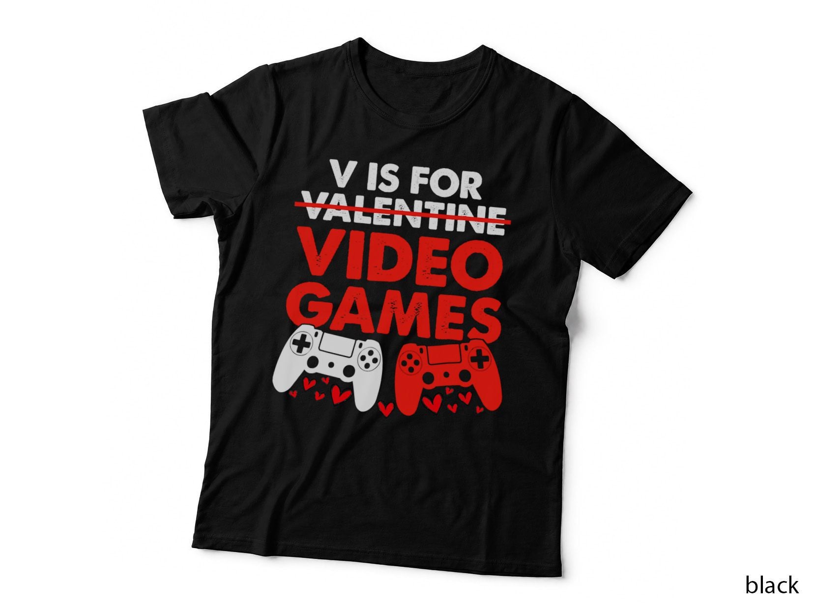 V Is for Video Games Boy Men Kids Gifts Funny Valentines Day T-Shirt