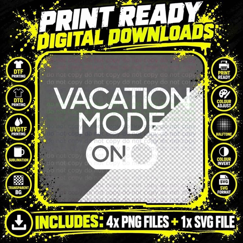 Vacation MODE ON Fun Family Summer Vacay Meme T-Shirt Png SVG Digital Bundle