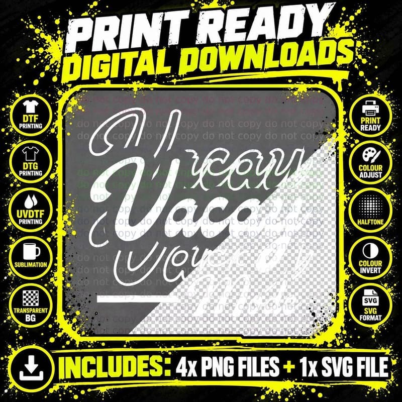 Vacay Mode Funny Graphic Tees for Women and Men T-Shirt Png SVG Digital Bundle