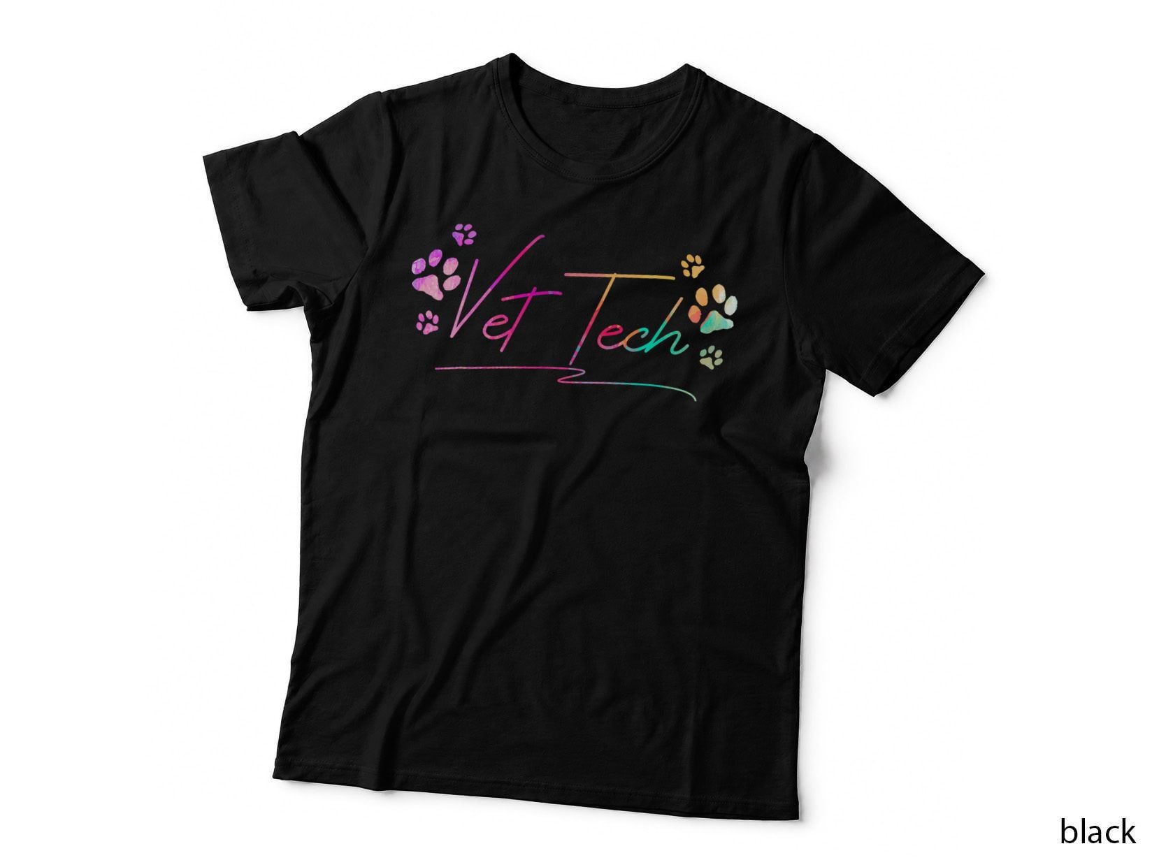 Vet Tech Pawprint Funny Veterinary Technician T-Shirt