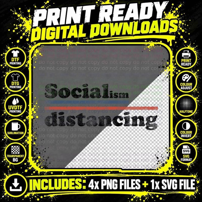 Vintage Funny Socialism Distancing Anti Socialism T-Shirt Png SVG Digital Bundle
