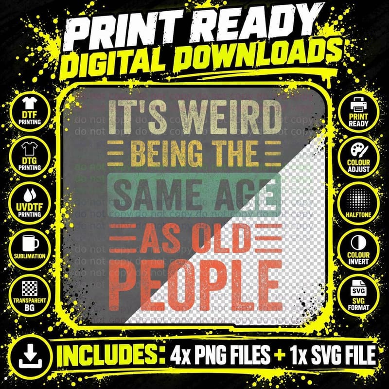 Vintage It's Weird Shirts for Men Women Funny Sarcasm Png SVG Digital Bundle