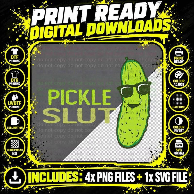 Vintage Pickle Slut Funny Canned Pickles, Funny Png SVG Digital Bundle