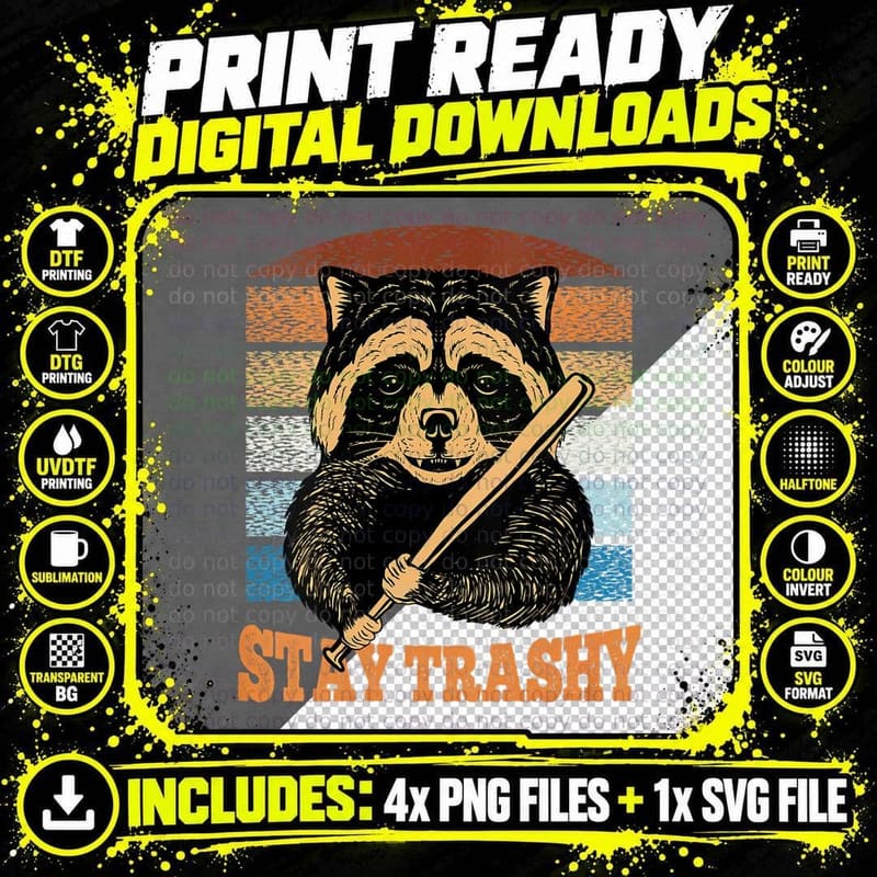 Vintage Raccoon Shirt Women Funny Raccoon Shirt Stay Png SVG Digital Bundle