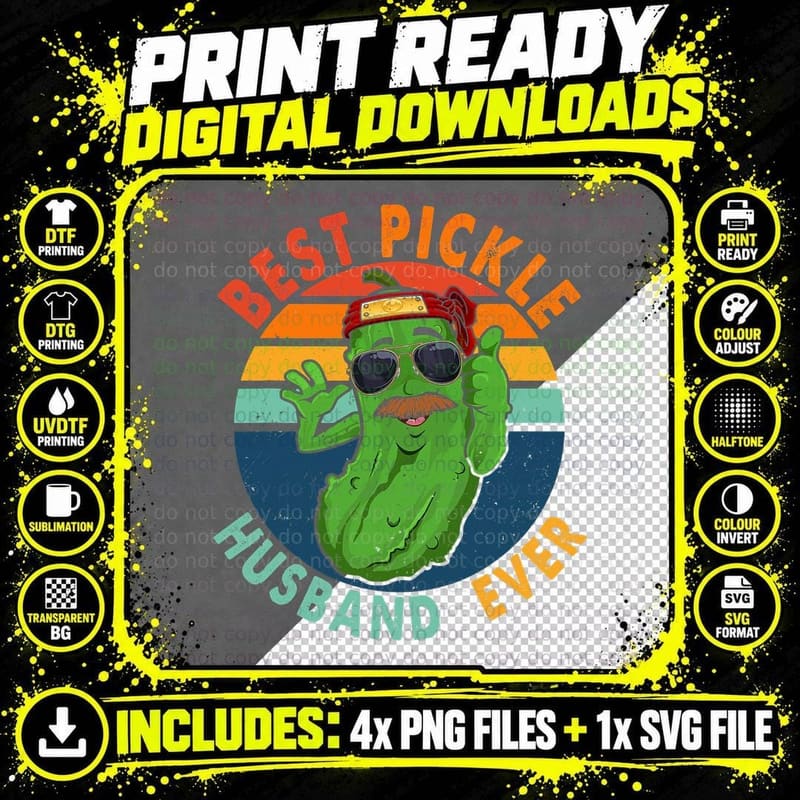 Vintage Retro Best Pickle Husband Ever Funny Pickle Png SVG Digital Bundle